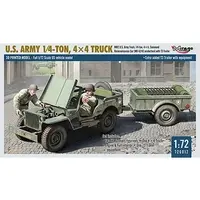 1/72 Scale Model Kit (1/72 米・1/4トン四輪駆動車+トレーラー+フィギア2体・3Dプリント [MR720012])