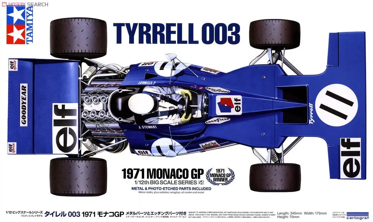 1/12 SCALE TYRRELL 003 1971 MONACO GP Model Kit