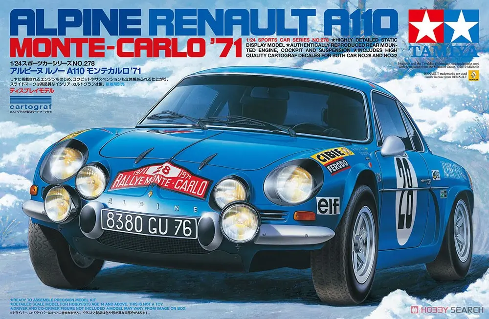 1/24 SCALE ALPINE RENAULT A110 MONTE-CARLO '71 Model Kit