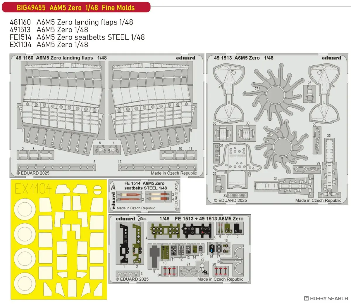 1/48 Scale Model Kit - Detail-Up Parts / Mitsubishi A6M5 Zero Fighter Type 52