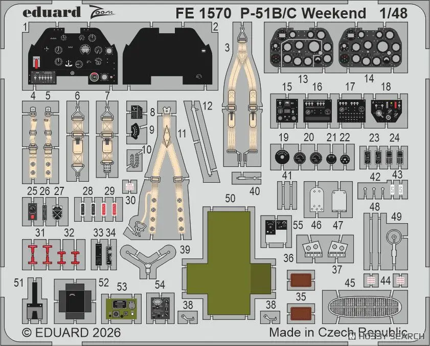 1/48 Scale Model Kit - Weekend edition - Etching parts / North American P-51 Mustang