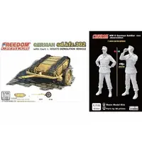 1/16 Scale Model Kit (1/16 Sd.Kfz.302 ゴリアテ 軽爆薬運搬車輌 ＆ カートセット w/ドイツ兵 ”観察中” フィギュア 1944年 レジンキャストキット [FRE16003SP])