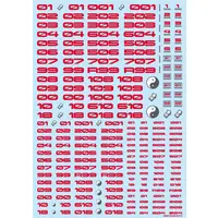 TR Decal 3 Number Red (1 Sheet)