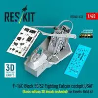 1/48 Scale Model Kit (F-16C ブロック50/52 米空軍仕様 コックピットw/3D内装デカール (キネティック用) (プラモデル))
