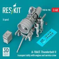 1/48 Scale Model Kit (A-10A/C エンジンw/台車 & 整備兵セット (4体入) (プラモデル))