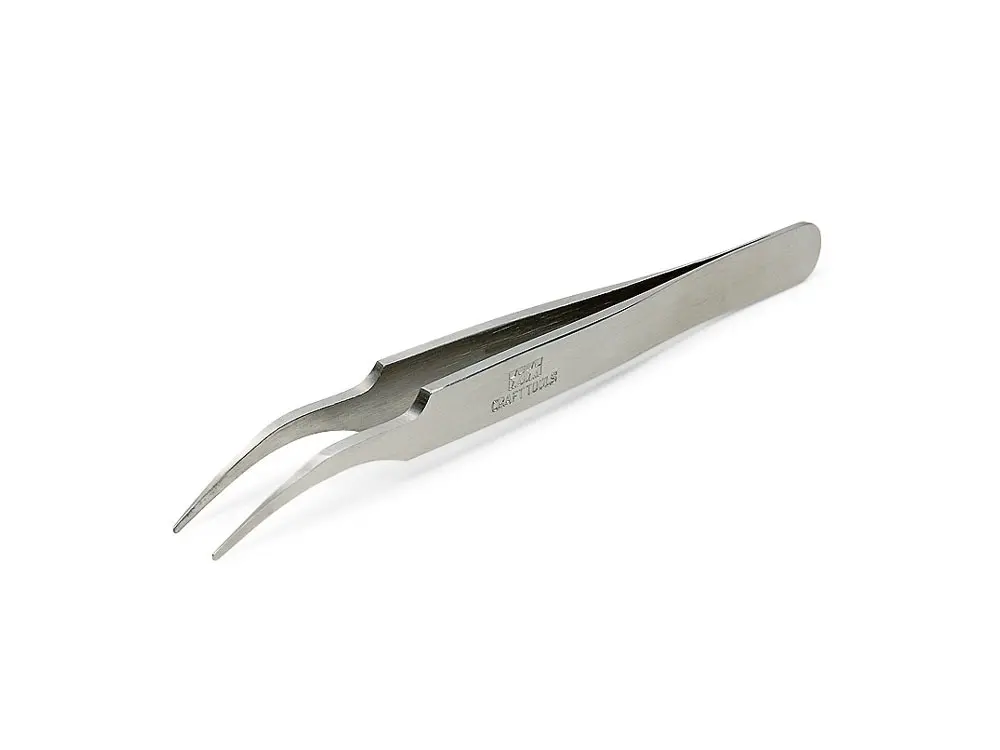 Tamiya Craft Tools Series HG Angled Tweezers (Round Tip)