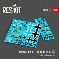 1/48 Scale Model Kit (He111 (H-16、H-20、H-22) デカール)