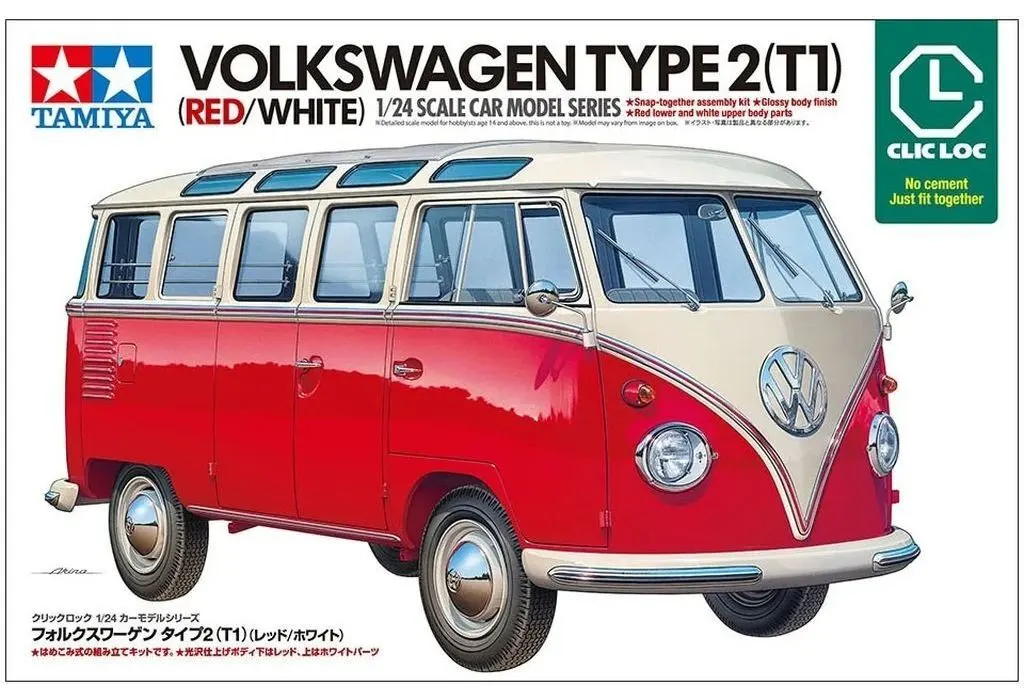 1/24 SCALE VOLKSWAGEN TYPE 2 (T1) (RED/WHITE) Model Kit