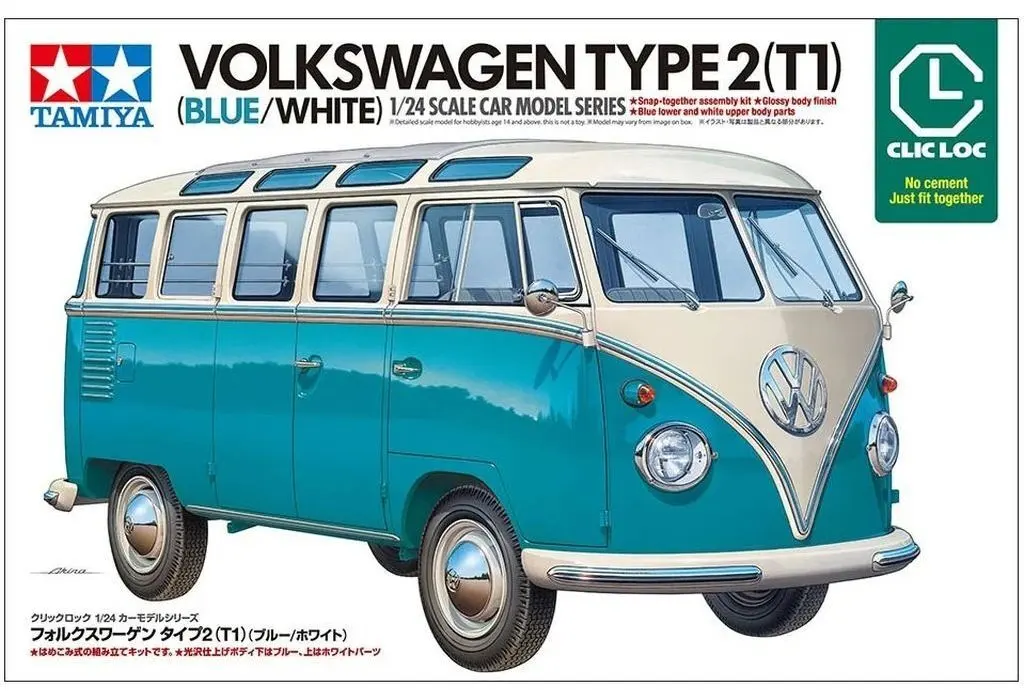 1/24 SCALE VOLKSWAGEN TYPE 2 (T1) (BLUE/WHITE) Model Kit